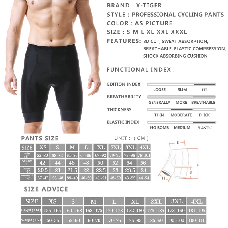 X-TIGER Herren-Radhose mit Gesäßtasche, gelpolstert, atmungsaktiv, MTB-Fahrradshorts, Mountainbike, Rennrad, Reiten, halbe Hose, Strumpfhosen – Detail 13