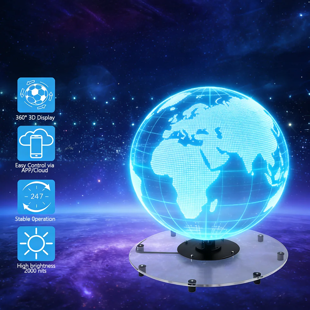 

Новый 3D голографический вентилятор 360-градусный круглый экран рекламный дисплей машина светодиодные световые бусины управление WIFI