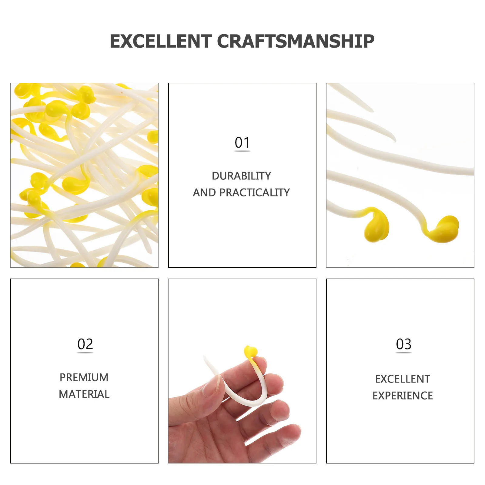 

50pcs Lifelike Bean Sprout Mold Stress Relief Fake Food Decor For Photography Props Artificial Vegetable Display Small Bean