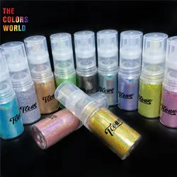 TCT-913 Hoogglans Holografische Fijne Glitter Ombre Spray Glanzende Eenhoorn Regenboog Laser Poeder Spiegel Nagels En Haar Kunst Poeder