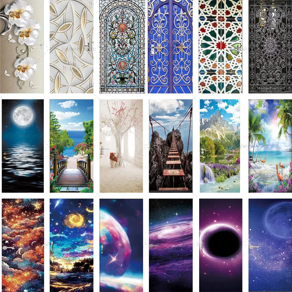 

29 Different Styles of Door Stickers 3D Starry Sky Home Decoration Stickers PVC Waterproof Poster Self-adhesive Door Paper