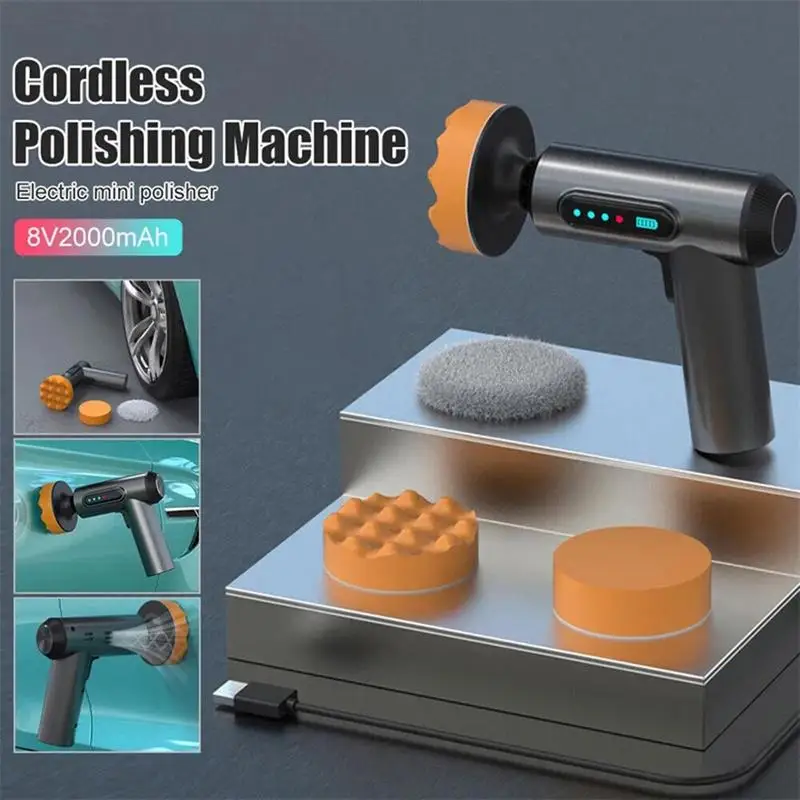 4000mAh Cordless Car Polisher Rechargeable Electric Wireless Polisher Portable Auto Waxing Glass Scratches Repair Polishing Tool