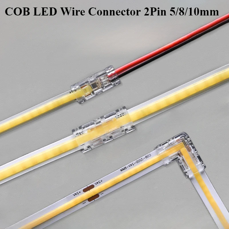 

COB LED Wire Connector 5 8 10mm Connection Solderless Mini Buckle FCOB RGB CCT LED Strip Lights 2Pin No Dark Area Connector