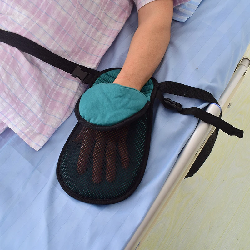 Medical Double Security Mitts Fingers Separated Soft Breathable Hand Restraint Glove for Patients Olderly Finger Control Glove