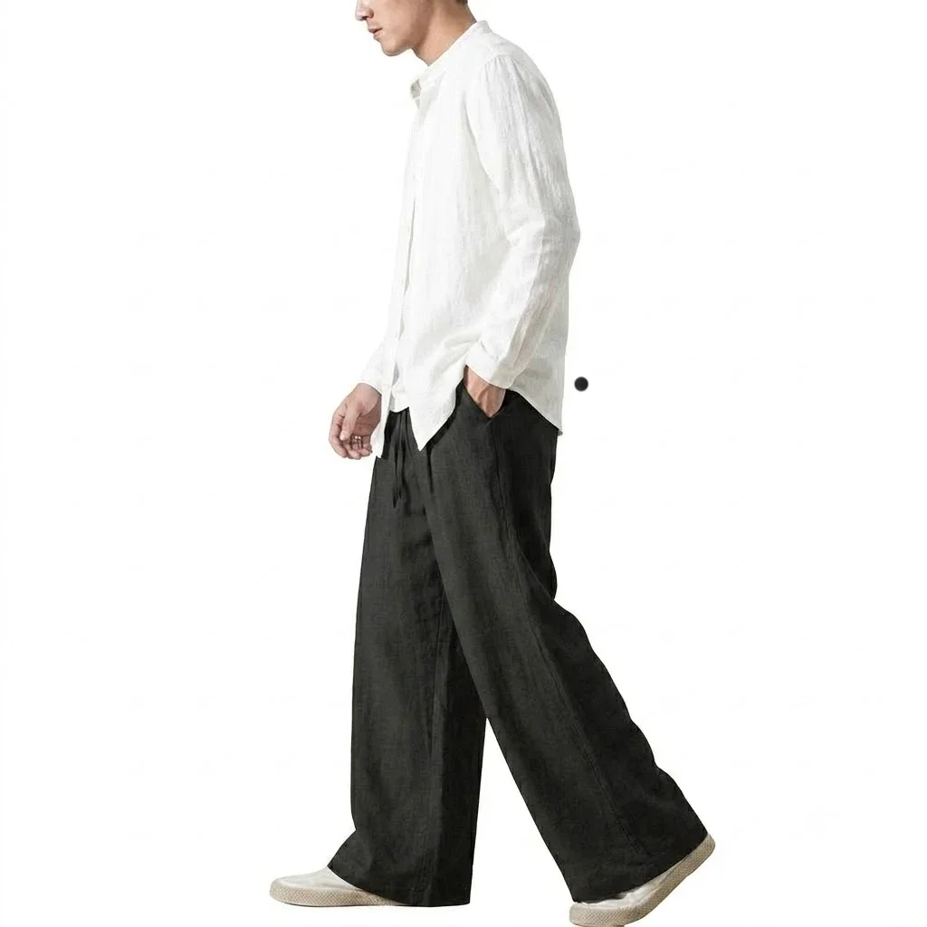 Mens New Solid Color Loose Straight Fit Casual Pants Baggy Jogger Sweatpants Autumn Streetwear Hiking Trousers for Men Pants