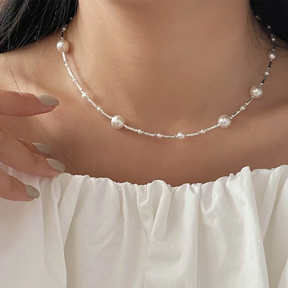 Avra real shot S925 sterling silver bamboo necklace women's light luxury versatile new Shijia pearl clavicle chain Internet cele