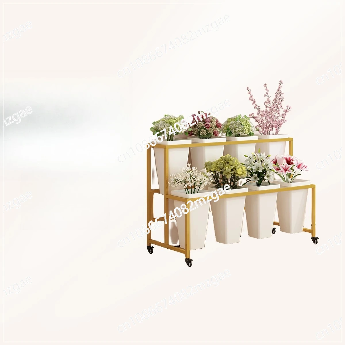 Multi-layer flower and plant display stand Indoor movable flower shelf Flower shopping mall Light luxury wrought iron