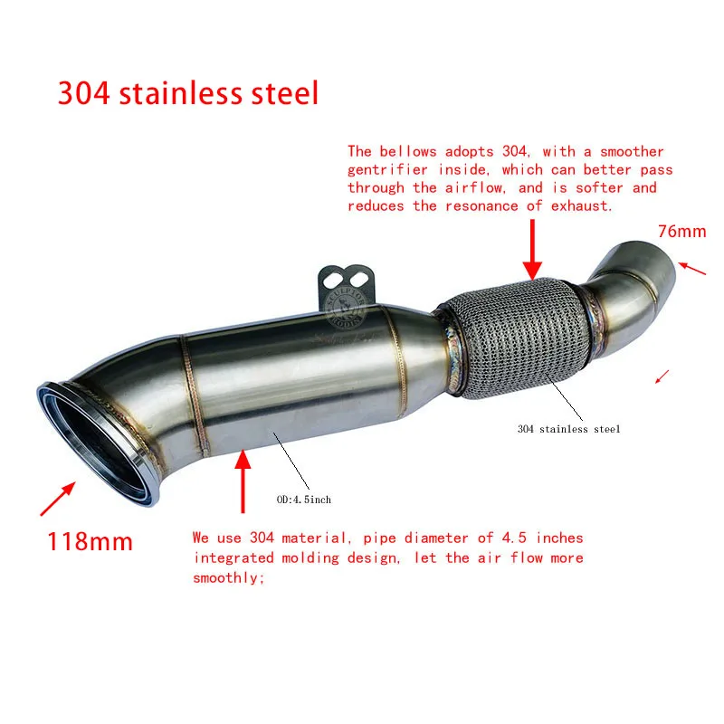 304 STAINLESS Catless Downpipe For B58 340i F30/F31 440i F32/F33  540i G30/31 740i G11/G12  M140i F20/F21  M240i F22/F23