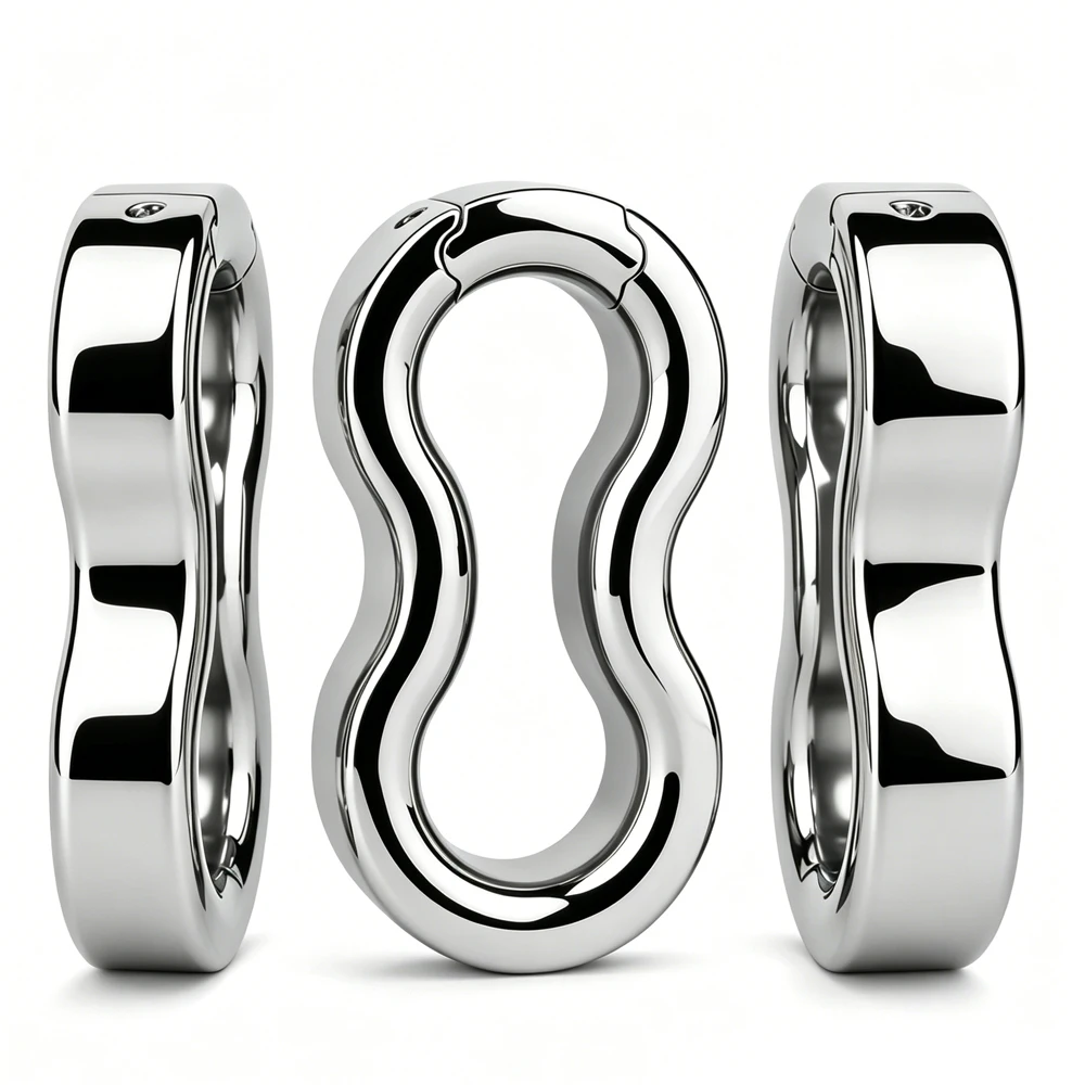 LEZEE Metal Semen Lock Rings Scrotum Hanging Stretcher Testicle Weight Bearing Rings Delay Ejaculation Penis Exerciser BDSM Ring