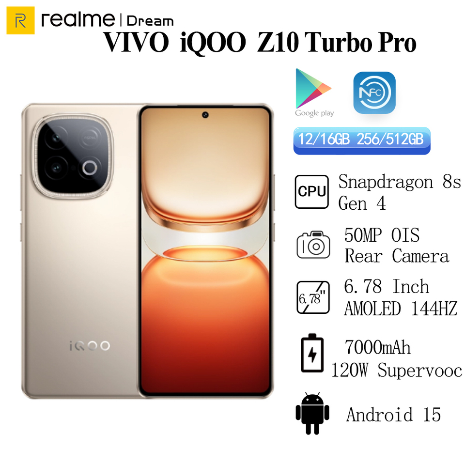 China Version VIVO IQOO Z10 Turbo Pro Official Snapdragon 8s Gen4 7000mAh 120W SuperVOOC 6.78 Inch AMOLED 144Hz 50MP OTA NFC