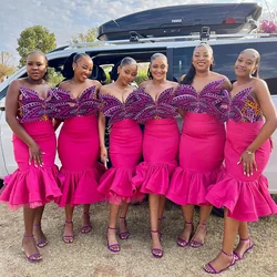 Hot Pink Mermaid Skirt Without Top Mid Calf High Waist Wedding Bridesmaid Skirts Fuchsia Black Girls Lady Party Skirt