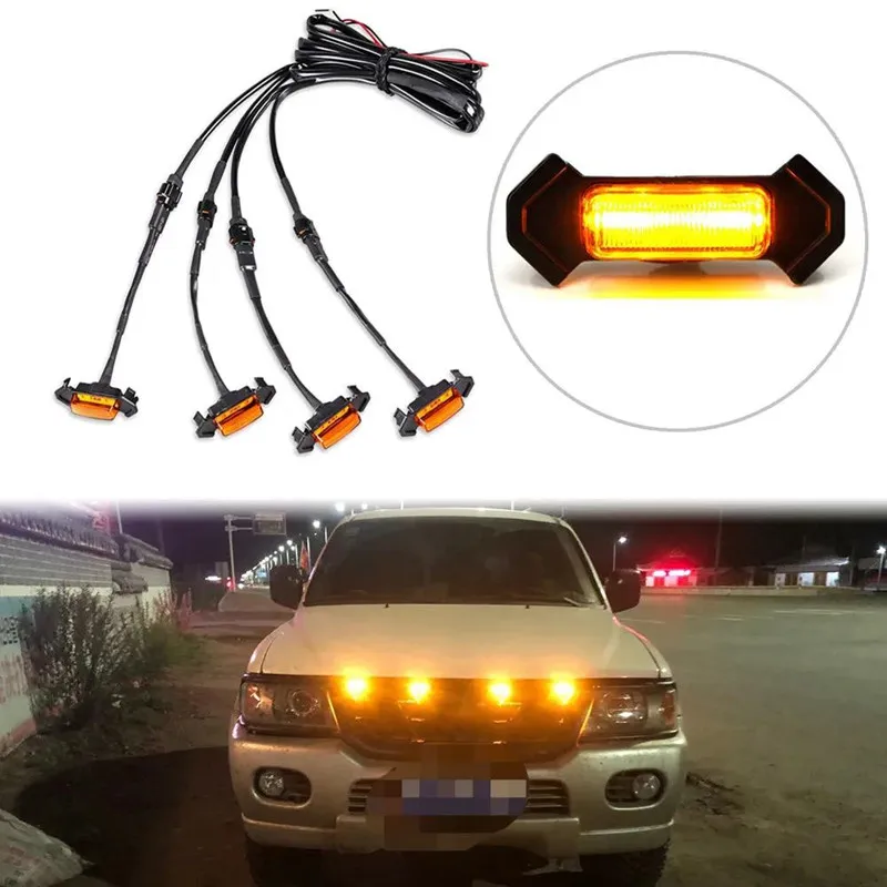 Modify Racing Grill White LED Lamps Amber LED Light External Decoration Grille Lamp For HILUX REVO TACOMA ROCCO