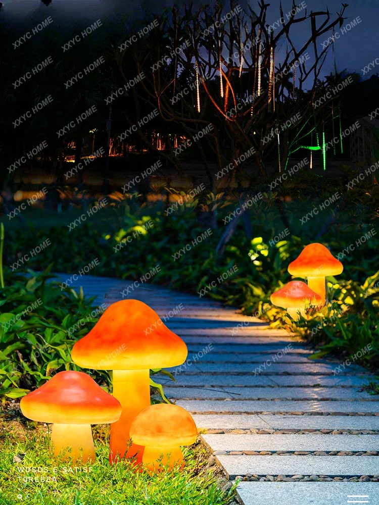 Outdoor Solar Mushroom Lamp Garden Garden Garden Landscape Decoration Fun Lawn Waterproof Transparent Fiberglass