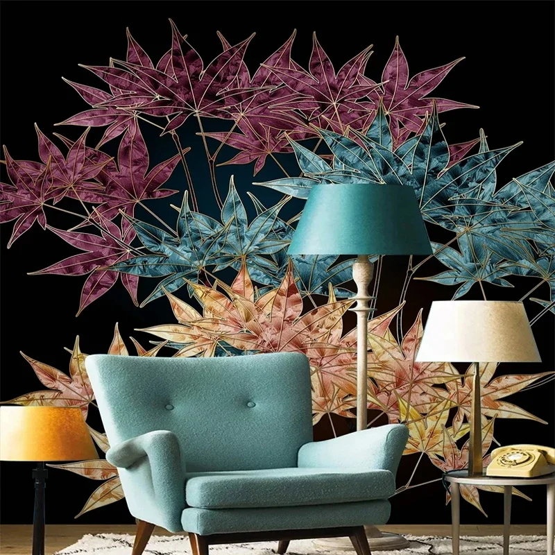 Custom 3D Mural Modern Luxury 3D Plant Maple Leaves Branches Wallpaper for Bedroom Living Room Sofa Background Wall Home Decor