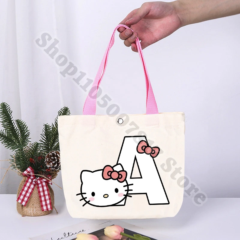 

Холщовая сумка с героями мультфильмов для девочек, милые сумки в стиле аниме «Hello Kitty», повседневные аксессуары, модная сумка для хранения с принтом, сумка для обеда, рождественские подарки