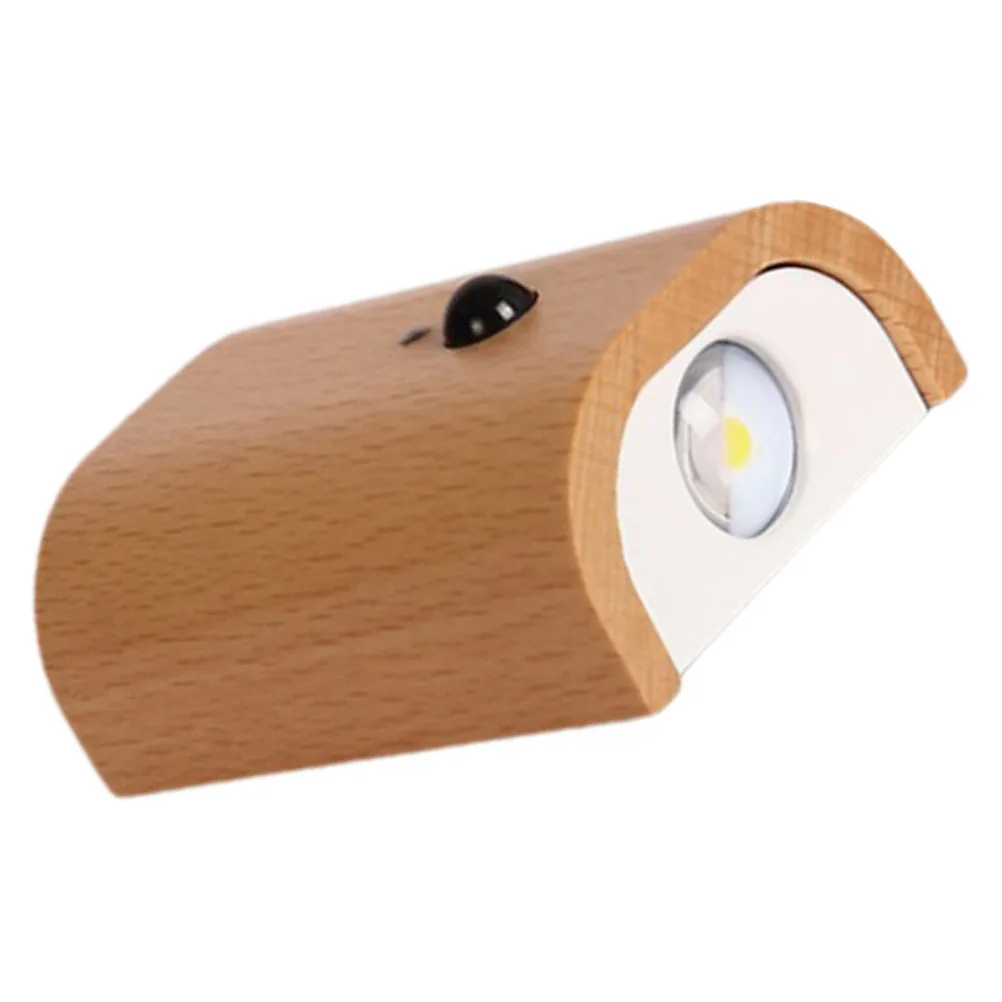

Wooden Motion Sensor Night Light Rechargeable LED Wall Lamp Sensor Lamp Decorative Wall Light for Bedroom Living Room Bathroom