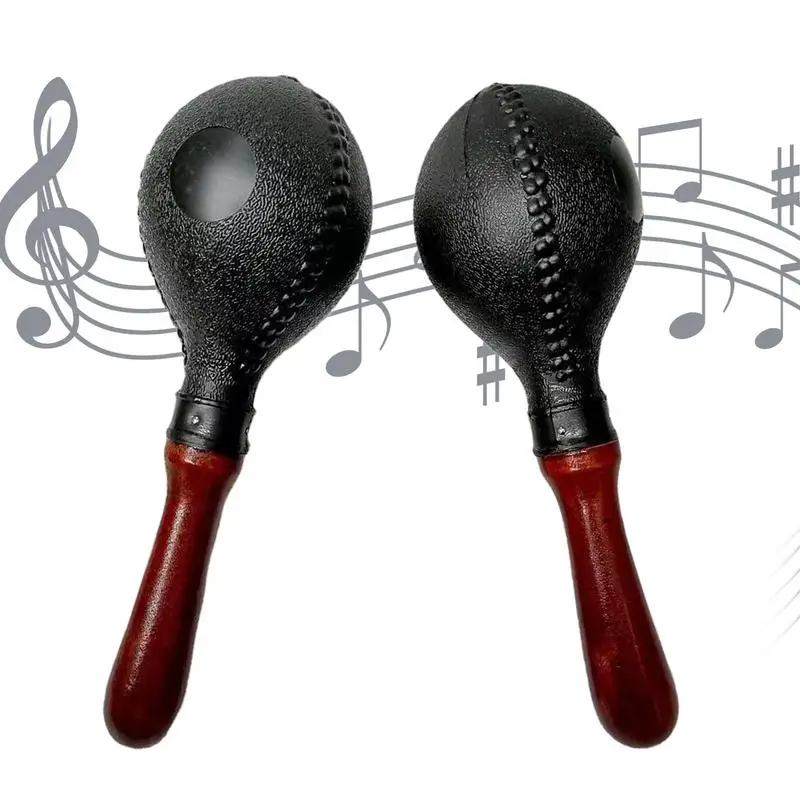 Maracas Music Instrument 2X Wooden Handle Design Rumba Shakers Clear Sound Rattles Sand Balls Musical Toy Sand Hammer For