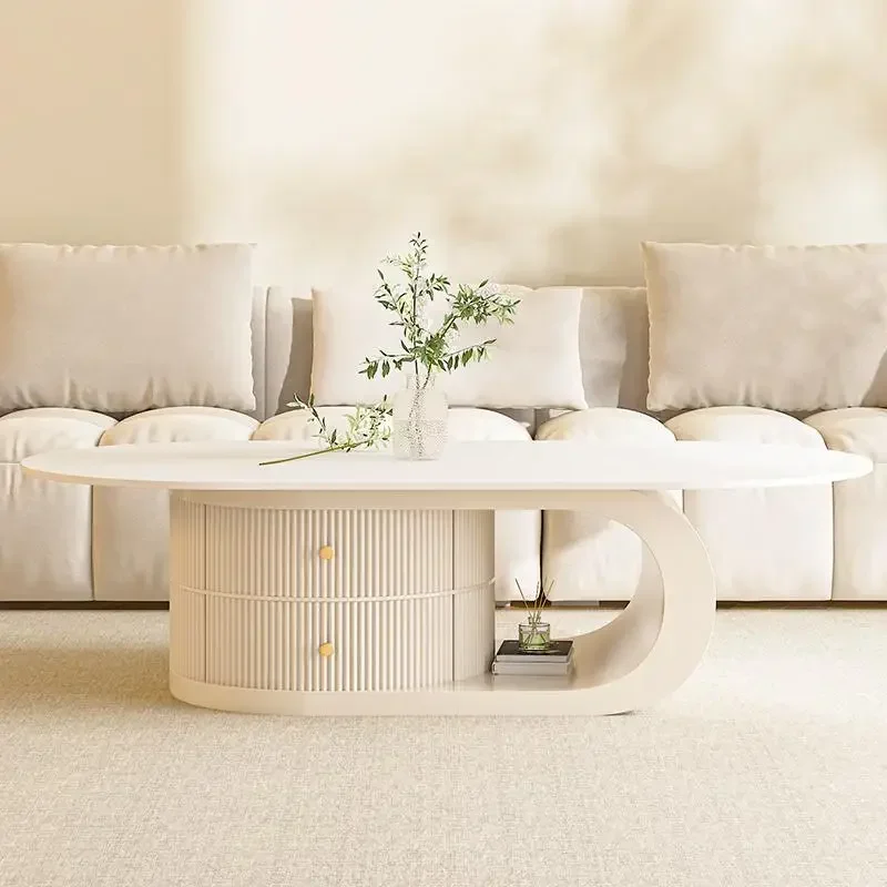 

Storage Space Saving Coffee Table Minimalist Drawers Round Wood Luxury Modern Simple Coffee Table Couchtisch Patio Furniture