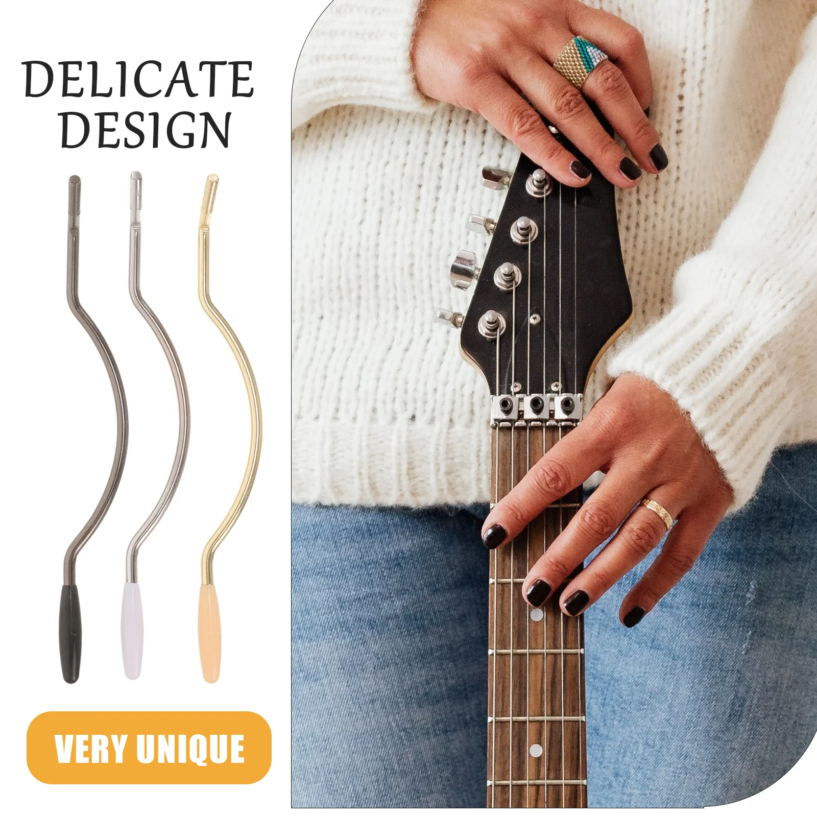 

3Pcs Electric Guitar Whammy Bar Tremolo System Vibrato Bridge Arm Curved Shape Easy Operation Guitar Accessory