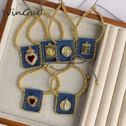 Unique designs jeans charms bracelet religious jewelry sacred heart bracelet gold plated Virgin Mary bracelet W2507