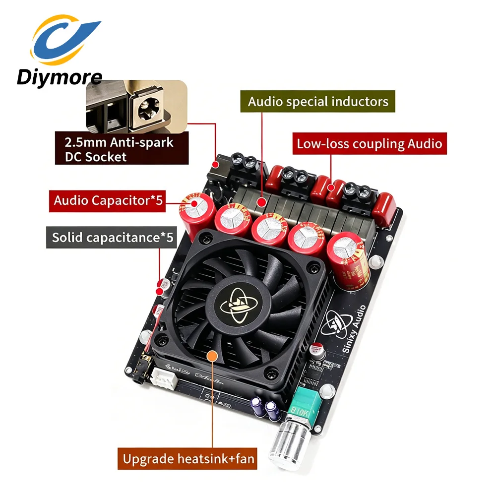 Placa amplificadora de potencia pura XY-AP1200, amplificador de potencia clase D de 600W+600W de 2 canales TPA3255 para altavoces de alta fidelidad