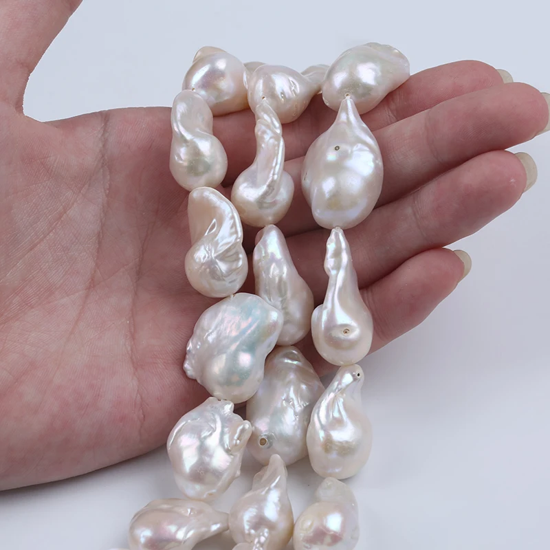 13-20mm natural white real loose freshwater fireball huge large baroque pearls strand