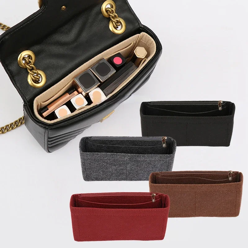 Make Up Organizer Felt Insert Bag Women Travel Inner Bag Organizer Zipper Purse Handbag Liner Cosmetic Storage Bags Inner Pocket