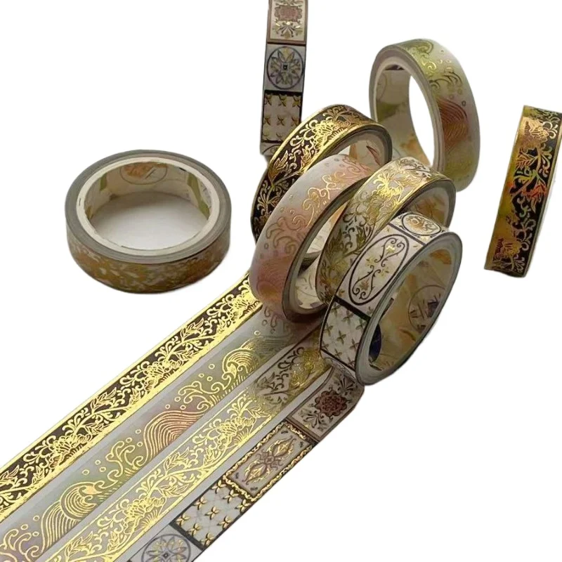

Golden Oriental Washi Tape - Vintage Chinese Pattern Stickers for Bullet Journal, DIY Gift Wrapping & Craft Decoration