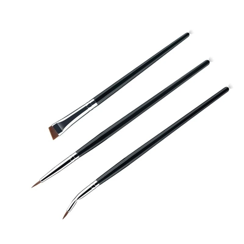 40JD 3 Pieces Portable Angled Eyeliners Brushes For Creating Smooth And Precise Lines