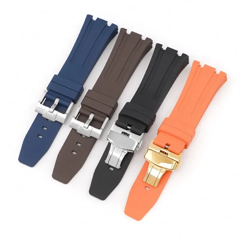 

Soft FKM Fluoro Rubber Strap for AP Audemars Piguet Royal Oak 15400/15500/26331 Stainless Steel Butterfly Buckle Watch Band 26mm