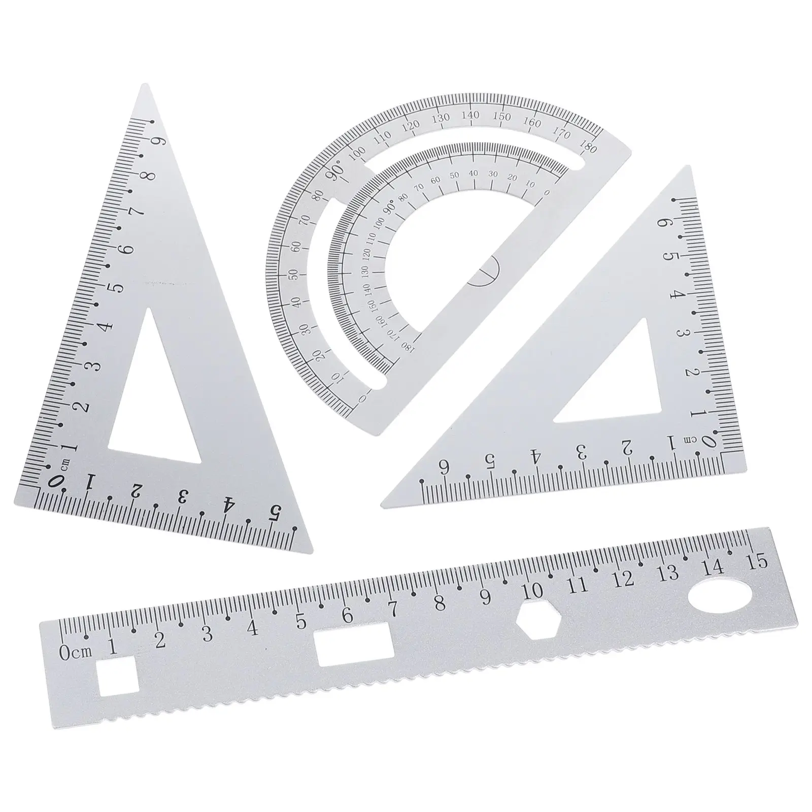 Metal Ruler Set Tools Triangle Plate Protractor Semicircle Ruler Drafting Instruments Math Accessories Students Teacher