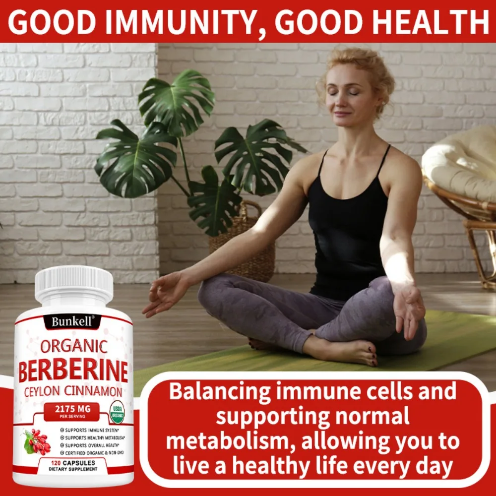 Berberine Capsules with Ceylon Cinnamon Extract, Supports Heart Health, Immune System, 120 Capsules