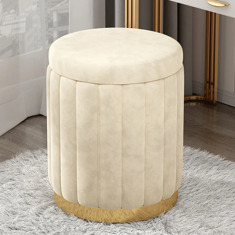 New Storage Round Stool, Shoe Changing Stool with Storage Space, Makeup Stool, Bedroom Dressing Table Round Stool JJ1755