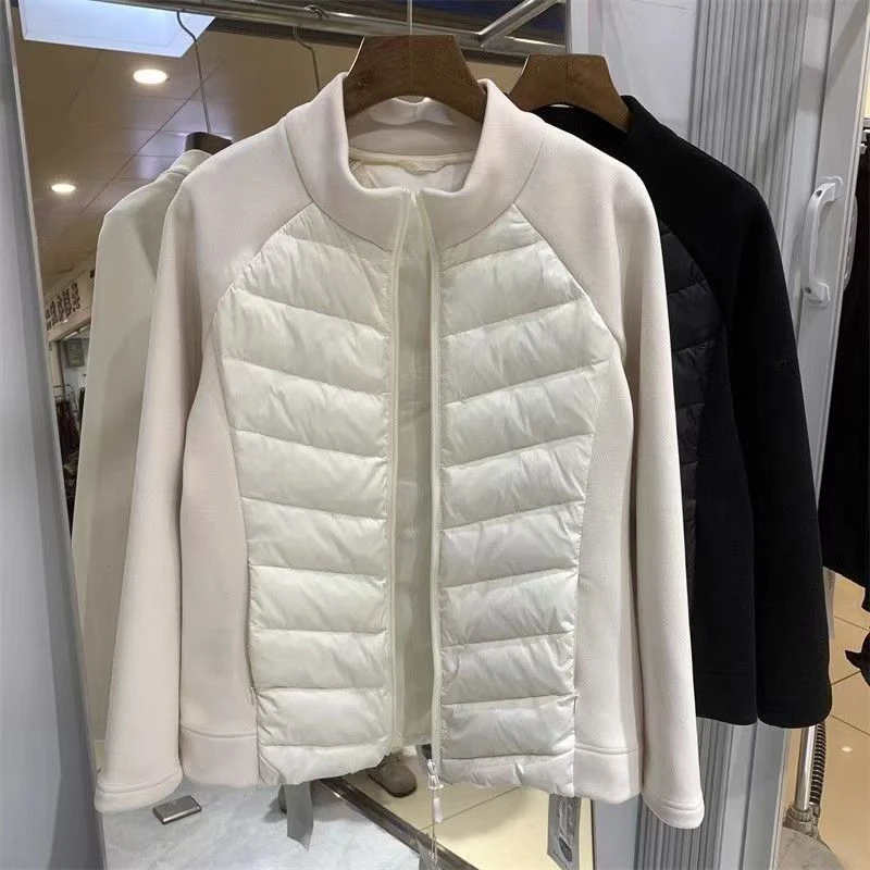 Rimocy Patchwork Long Sleeve Parkas Women Autumn Winter Zipper Up Down Cotton Jackets Woman 2024 Slim Fit Warm Coats Female