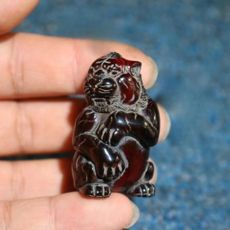Ox horn Carved Standing tiger Statue Ornaments Craft Gift