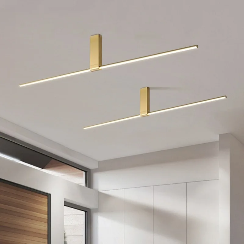 Long Strip Ceiling Lamps for Dining Room Decor Clothes Shop Lighting Line Ceiling Chandelier LED Light 90cm Gold Black White image 2