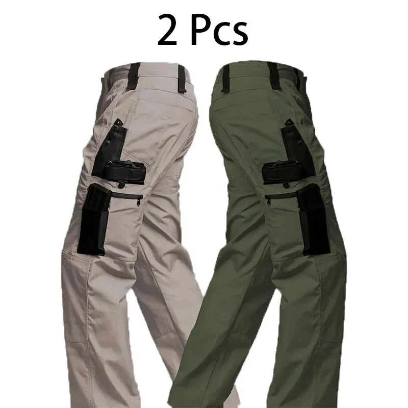 Pantalons tactiques pour hommes, 2 pièces, vêtements d'entraînement multi-poches, camouflage militaire, vêtements de travail, pantalons d'extérieur, pantalons de Combat, vêtements pour hommes