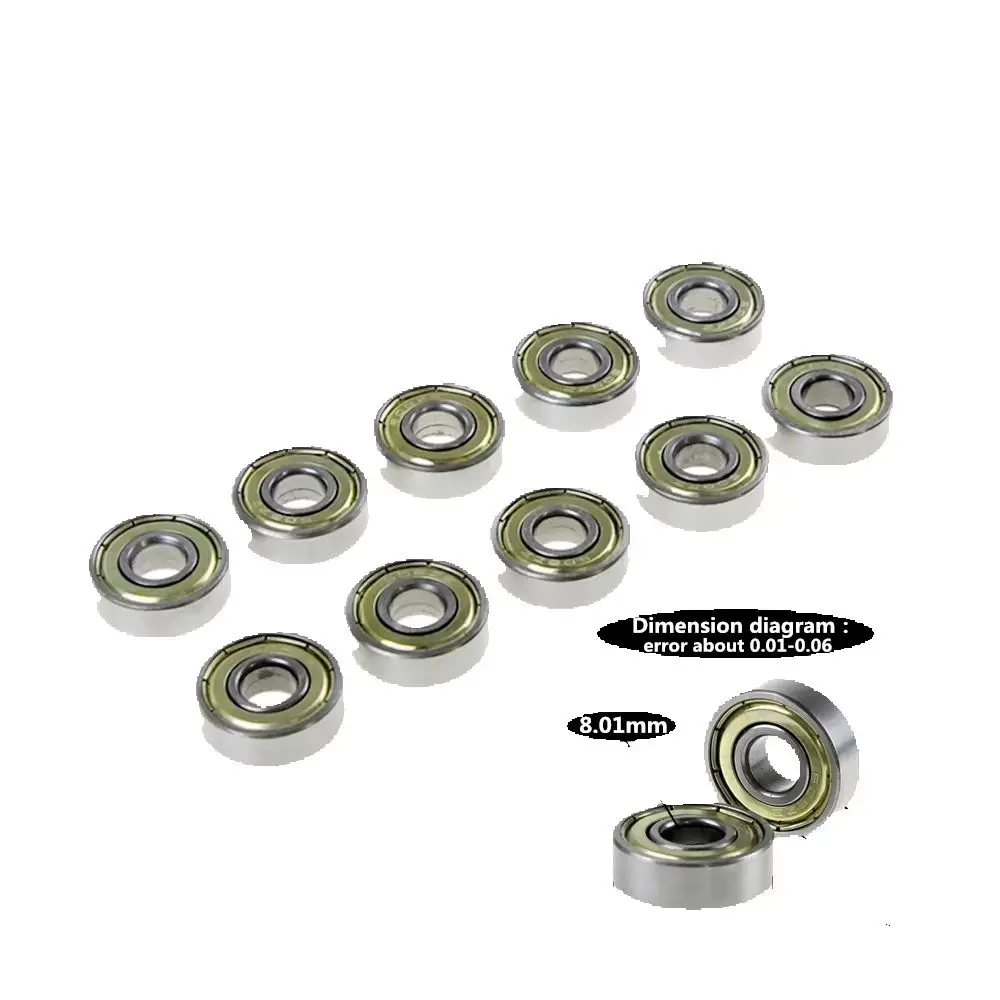 10PCS Double Shielded Miniature High-carbon Steel Single Row 608ZZ ABEC-5 Deep Groove Ball Bearing 8*22*7 8x22x7 MM 608 ZZ