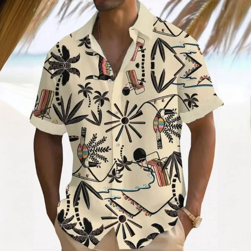 Hawaiian Shirts for Men Short Sleeve Shirt 3d Music Symbol Print Summer Beach Casual Man Clothing Loose Oversized Men Shirt Tops