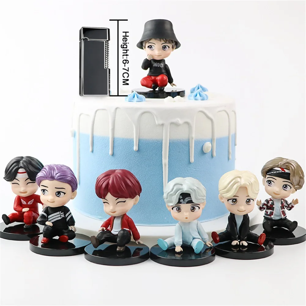 7 pçs/set Bangtan Meninos Grupos Rm Jin Suga Jhope Jimin V Jungkook Boneca Modelo Brinquedo Figura de Ação Estrela Idol Presente Do Exército