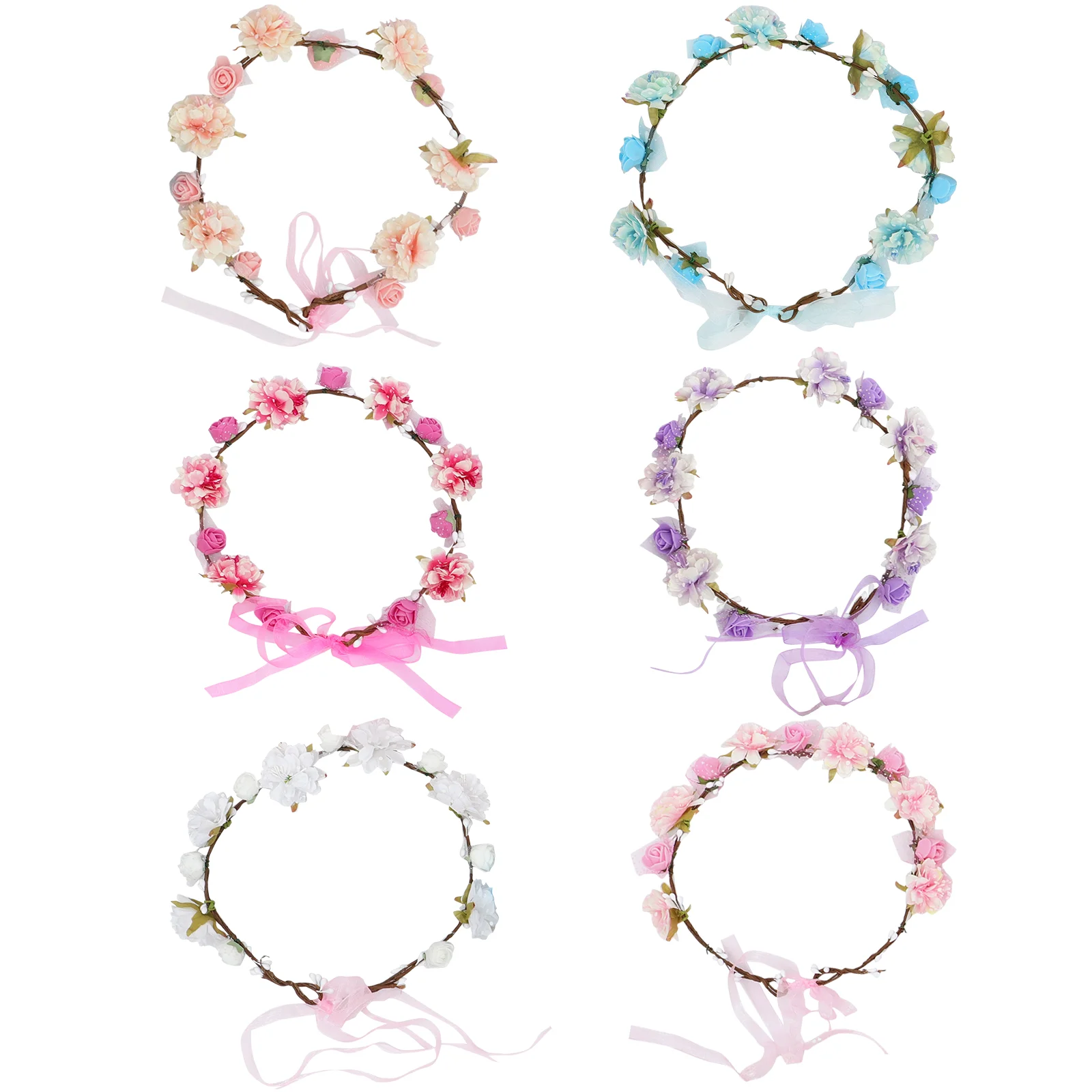 

6 Pcs Headband Wreath Tiara Floral Headdress Party The Flowers Hair Accessory Simulation Hairband Women Seaside Resort