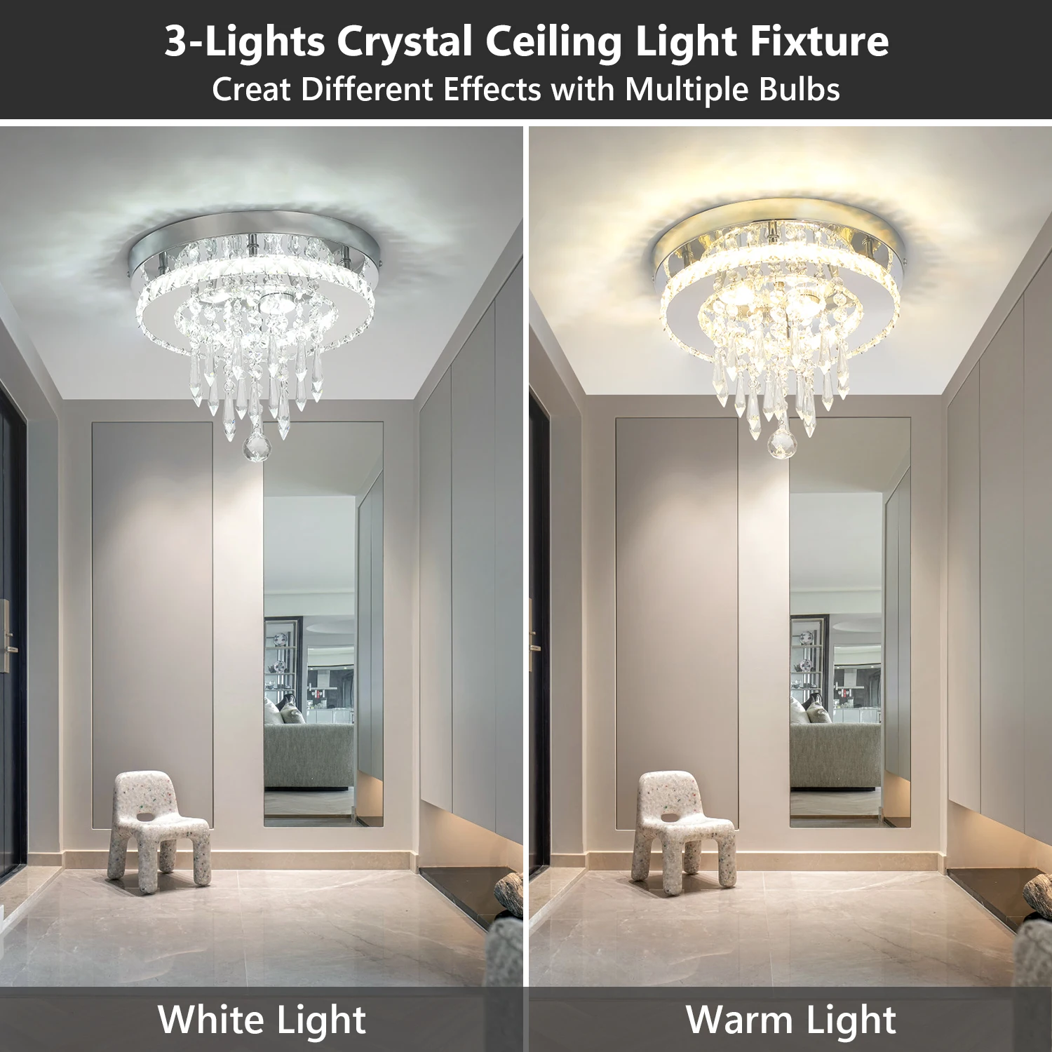 LED كريستال مصباح السقف عكس الضوء أضواء السقف كريستال الثريا قلادة غرفة المعيشة غرفة نوم المدخل غرفة الطعام المطبخ #4