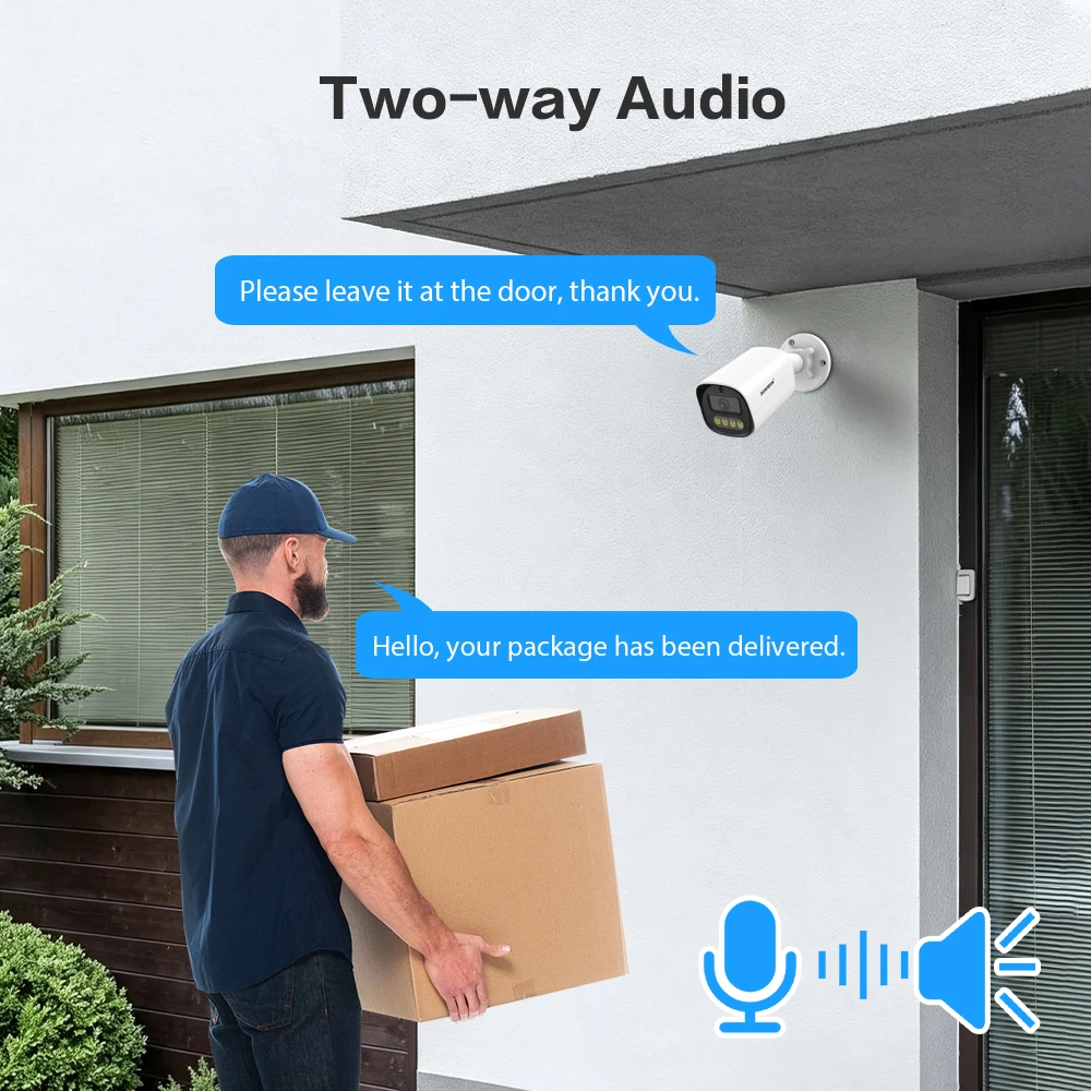 Seetong 4K 8MP/5MP IP Camera Outdoor POE H.265 Audio Metal Housing 2.8mm/3.6mm Lens Optional Color Night Vision Security Camera