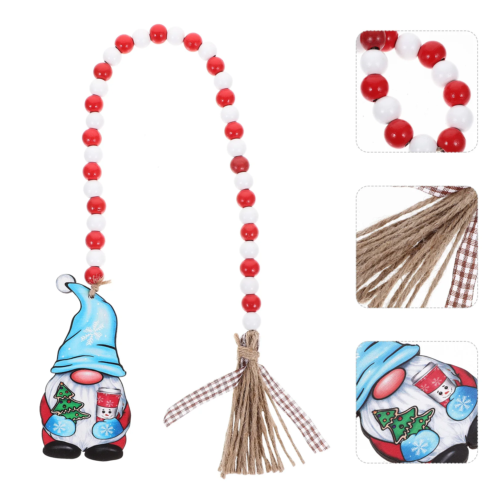 

Snowflake Christmas Ornaments Wooden Hanging Decor Car Decorations Merry Hemp Rope Beaded