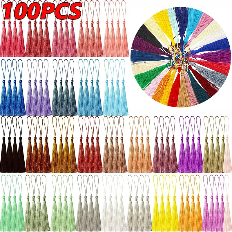 

100pcs/lot 13cm Tassel Silk Fringe Silky Floss Bookmark Tassels Mini Tassels for DIY Craft Jewelry Making Bookmarks Decoration
