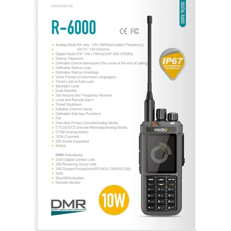 Iradio R-6000 1024 Channels Handheld Two Way Radio with Voice Prompt Features