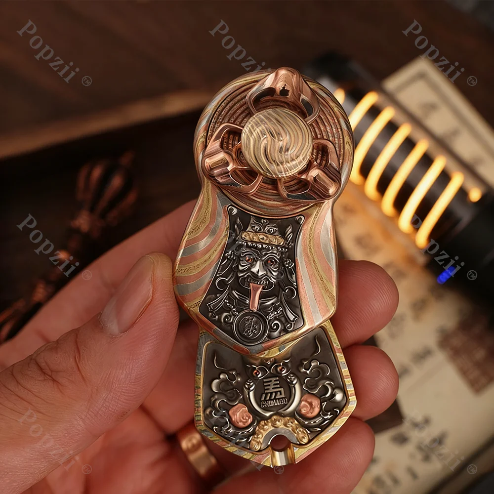 Chimago Mokume EDC يدور اليسار واليمين 360 °   ألعاب تململ منزلق الدفع الميكانيكي، ألعاب القلق للبالغين، دوارات الأصابع