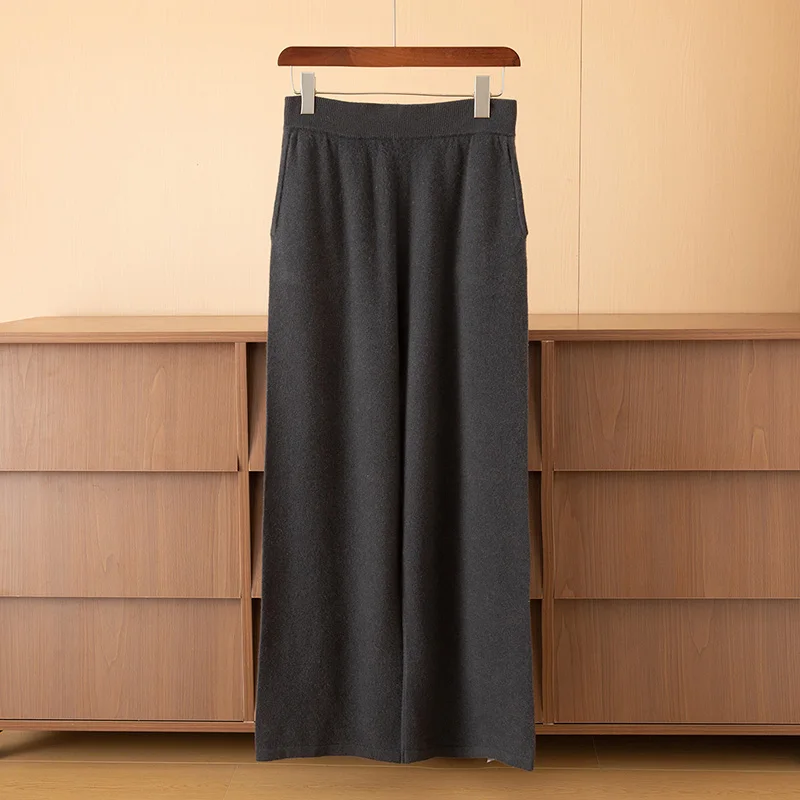 100% Australia Wool Men's Suit Autumn Winter Hooded Long Sleeved Knitted Cardigan Elastic Casual Straight Leg Pants 2-piece Set