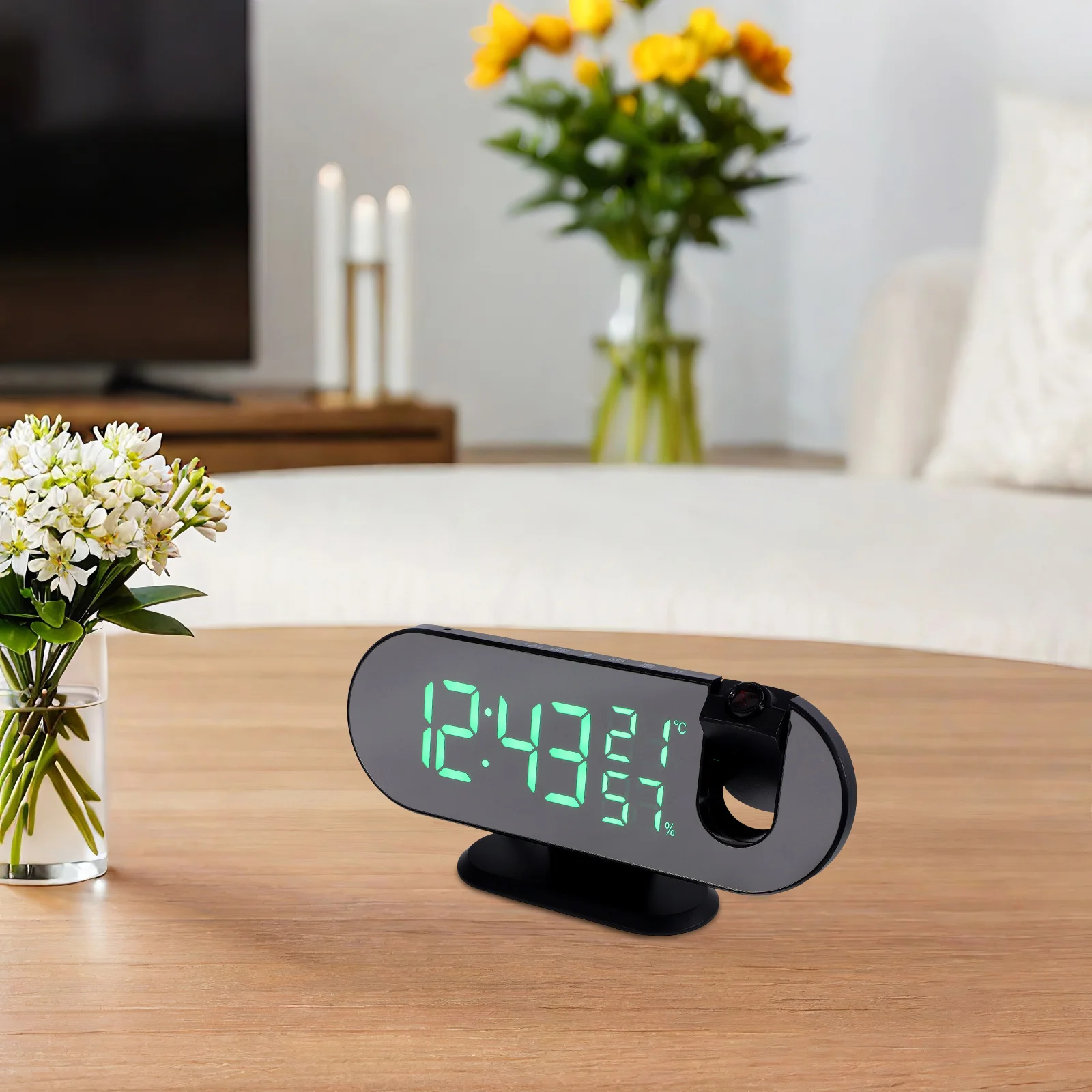 

Smart Led Large Color Screen Auto Brightness Usb Output Temperature Monitoring For Bedroom Projector With Temperature