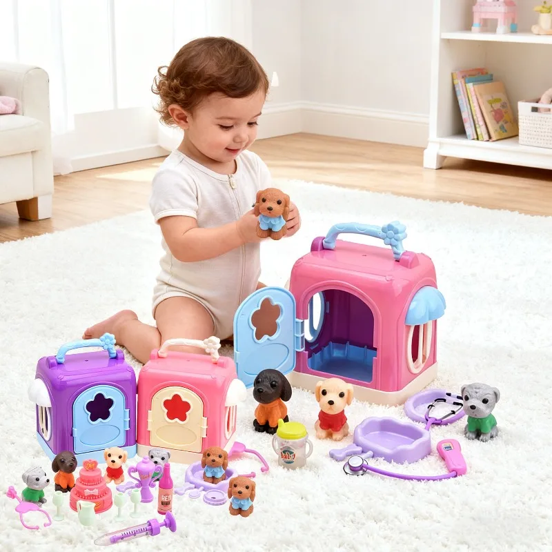 مجموعة ألعاب كلب لطيفة لعبة دمية كلب طفل لعبة مشهد لعبة ألغاز لعب تفاعلية بين الوالدين والطفل ألعاب تعليمية مبكرة هدايا للأطفال